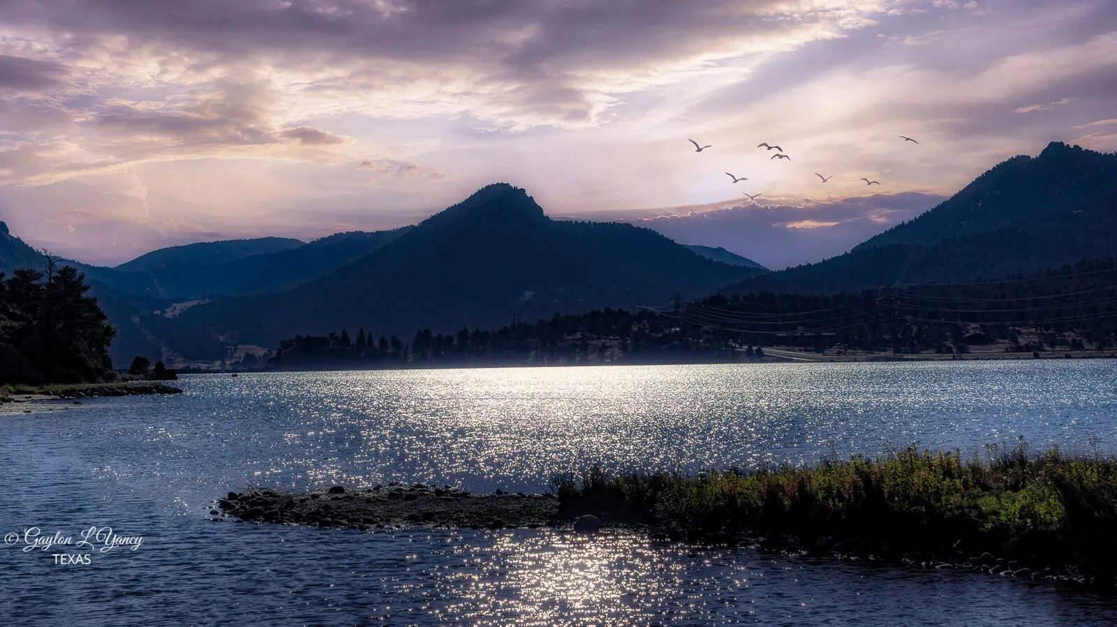 Sunset over Lake Estes in Estes Park, Colorado